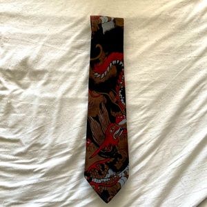 Brown abstract dragon tie will make you stand out in crowd.